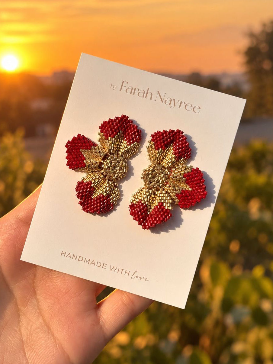 Aretes Mafer - Rojo vino