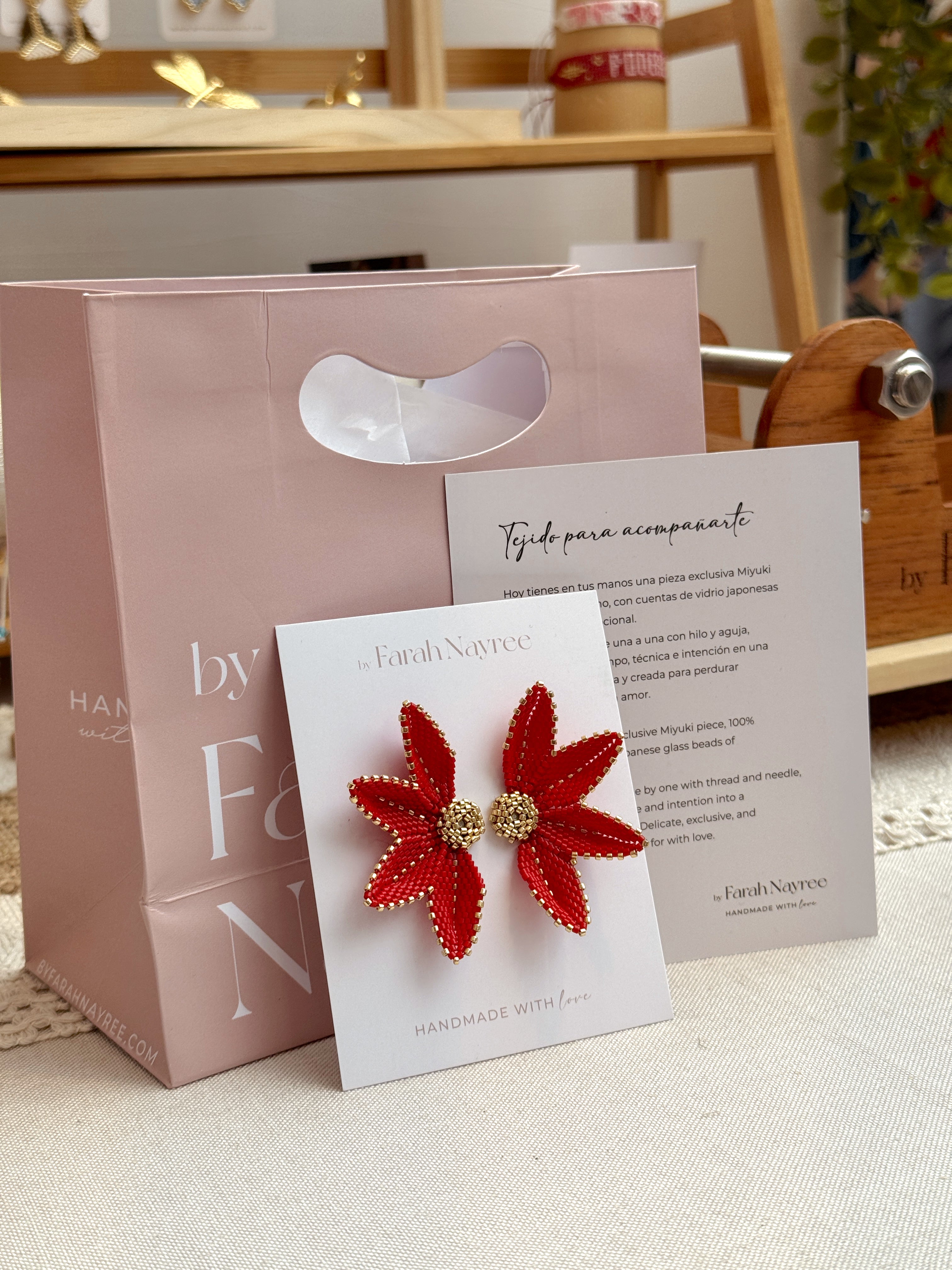 Aretes Rosalía Rojos - Miyuki