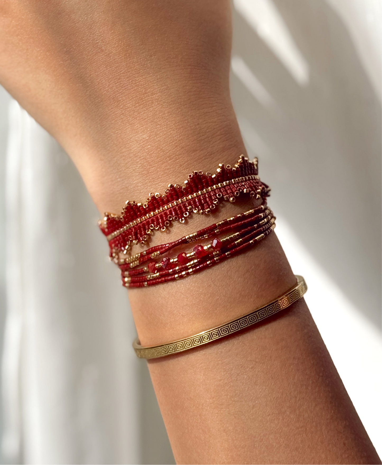 Pulsera Flecos Vino | Miyuki