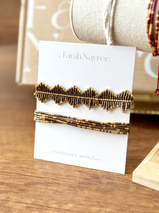 Dúo Flecos Marrón - Pulseras Miyuki