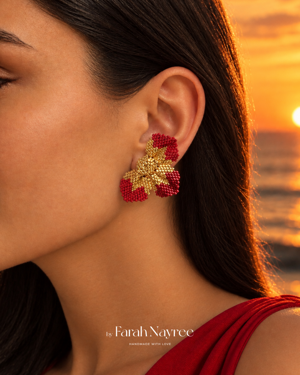 Aretes Mafer - Rojo vino